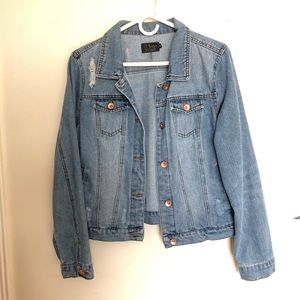 Distressed denim jacket